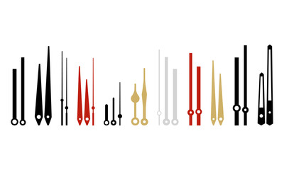 Set of Different Clock Hands, Isolated on White Background. Vector Illustration