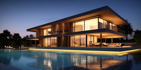 Fototapeta premium Modern luxury villa with swimming pool