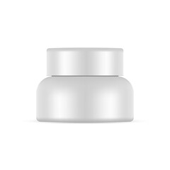 Blank Plastic Cream Jar Mockup, Isolated on White Background. Vector Illustration