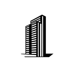 Vector logo of building, minimalistic, black and white