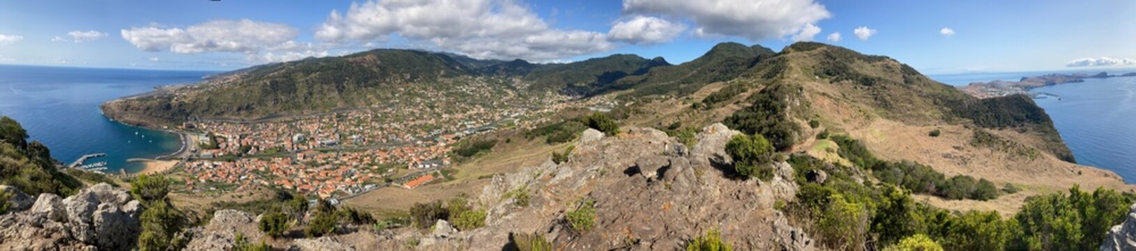 The panoramic view from Pico do Facho mount. Madeira, Portugal.