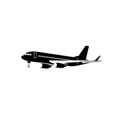 Fototapeta na wymiar Vector logo of flat airlines, minimalistic, black and white