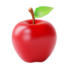 3D Red Apple with green leaf