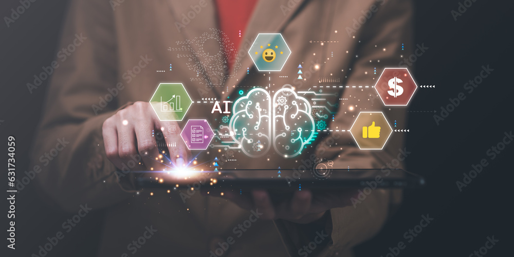 Poster ideas and innovation ,connecting creativity with modern technology , new solutions ,artificial intel