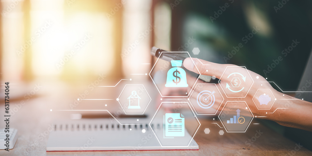Poster concept of finance and investment ,profit growth management ,financial graphical and statistical ana