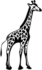 giraffe cartoon isolated on white background Silhouette | Cute cartoon style giraffe vector illustration