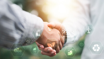 concept of cooperation to take care of the environment ,carbon dioxide emissions And industrial...