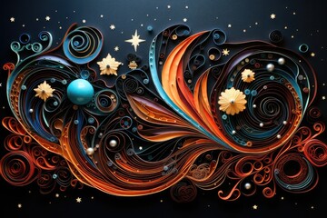 Outer Space Galaxy Paper cut background