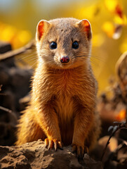 Fototapeta premium Mongoose in its Natural Habitat, Wildlife Photography, Generative AI