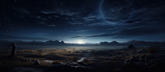 Fototapeta na wymiar A dark interstellar space serves as the perfect backdrop for a starry night sky.