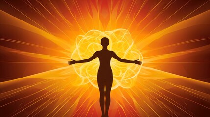 Illustration of psychic waves experimentation, and bold mental, emotional, and spiritual journey, journey into wellness with psychic waves, Generative AI illustration