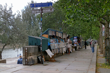 Book kiosks along the Seine in Paris