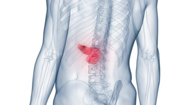 Human Internal Organ Pancreas Anatomy Animation Concept