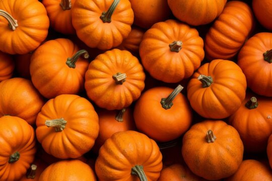 Pumpkins as a harvest background. Halloween concept. Background with selective focus and copy space
