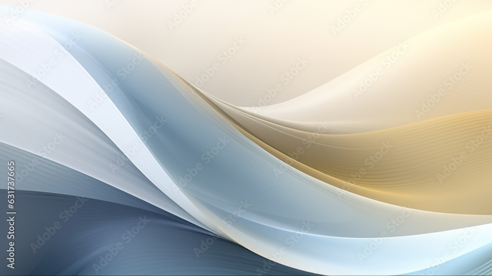 Poster abstract wavy wave background with smooth silky shape gold and blue color, dynamic pattern shape wit