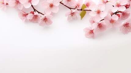 Obraz premium cherry blossom on white background with copy space for your text