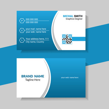 Creative Modern blue elegant business card design template.  Clean professional business card, business and corporate concept, Vector.  