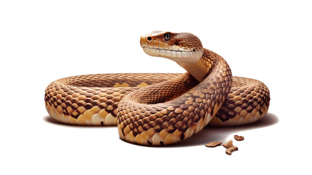 Wild animal snake photo realistic on transparent white background