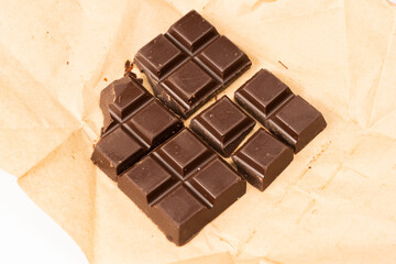 A chocolate bar isolated on white background.