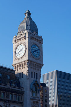 Clock tower of the Gare de Lyon in Paris