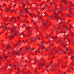 Seamless pattern with red hearts on red background. Vector illustration. created by generative AI technology.