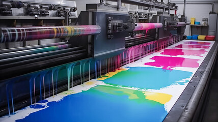 CMYK colors, printing house. Generative AI technology.