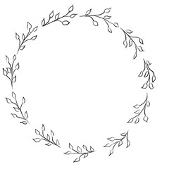 minimal ornament border line wreath floral monochrome