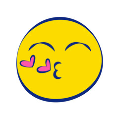 Flying Kiss 30 Grunge Emoticons White Outline Style