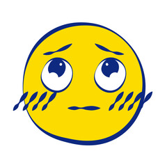 Embarrassed 30 Grunge Emoticons White Outline Style