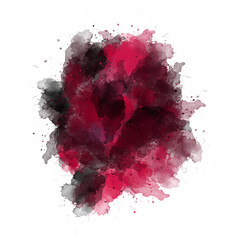 Red paint splashes on transparent background
