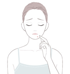 あごニキビに悩む女性