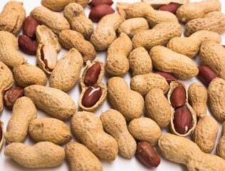 Bunch of ecological peanuts on a white background