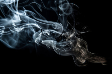 Fototapeta premium Captivating visuals of white smoke gracefully isolated against a striking black background. Ai generated