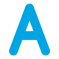 isolated cute colourful letter A alphabet, blue colour for education element, wallpaper, texture, banner, label. vector design.