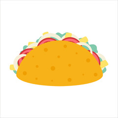 fast food flat vector illustration of taco