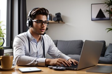 businessman working on laptop in office