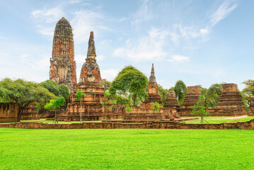 Fototapeta premium Scenic ruins of Wat Phra Ram in Ayutthaya, Thailand