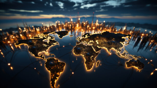 Transcontinental Hub: Major Cities of North America and Europe. Generative AI