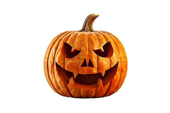 Jack o lantern. Halloween pumpkin on a transparent background. Generative Ai.