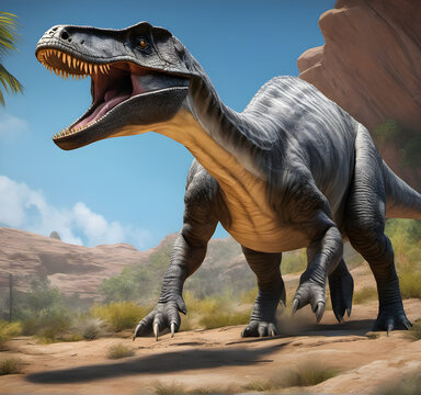 plateosaurus dinosaur. Ancient dinosaur in the jungle. Jurassic period. generative AI