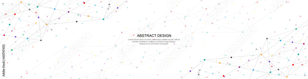 Fototapete Abstract vector background and geometric pattern with connecting the dots and lines for banner design or header. Minimalistic vector texture for modern design