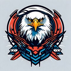 A logo for a business or sports team featuring an American Bald Eagle bird. 
that is suitable for a t-shirt graphic.