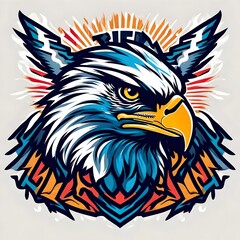 Obraz premium A logo for a business or sports team featuring an American Bald Eagle bird. that is suitable for a t-shirt graphic.