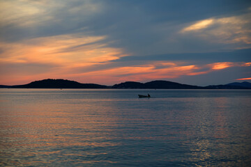 Beautiful summer sunset at sea in Croatia