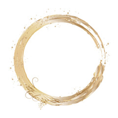 Gold Foil Frame . Gold botany flowers. Gold splatter frames glitter. Gold brush stroke on transparent background.	