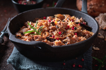 Spicy and homemade stew as a traditional Polish dish.