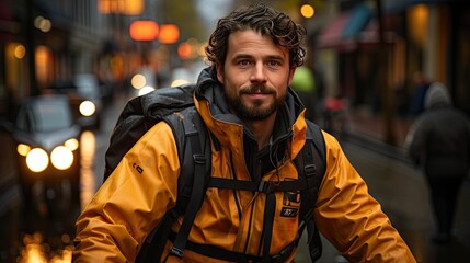 portrait of a man in the street. Generative AI