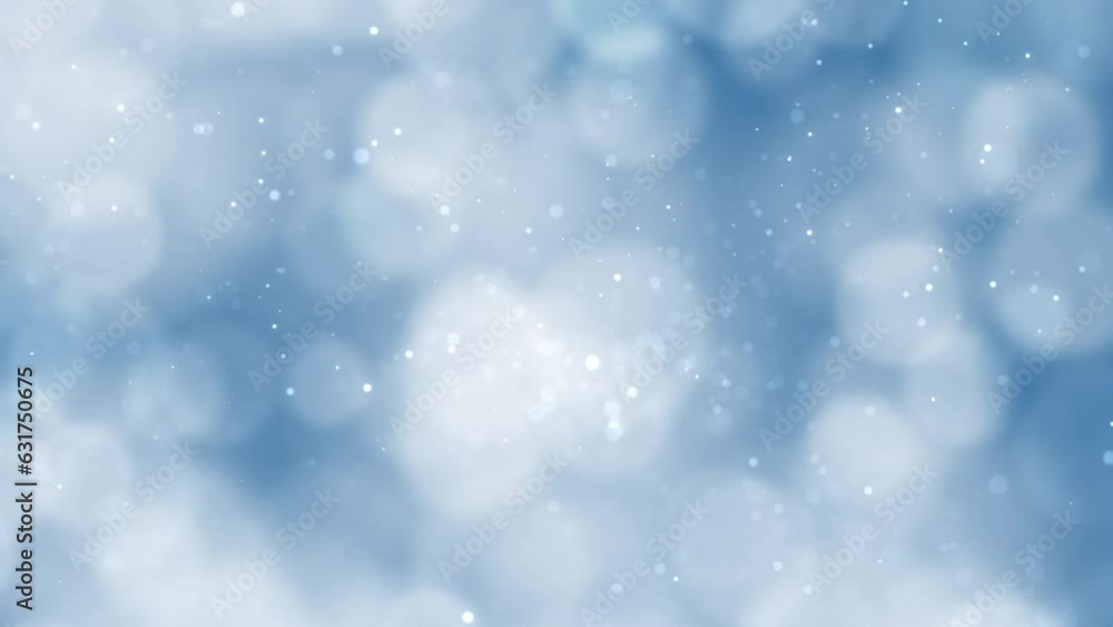 Poster festive bokeh of circles and twinkling dots on a light blue background. seamless looping.