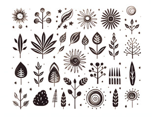 doodle leaves hand draw lineart generativ ai