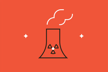 Geometric radiation station illustration in flat style design. Vector illustration. 